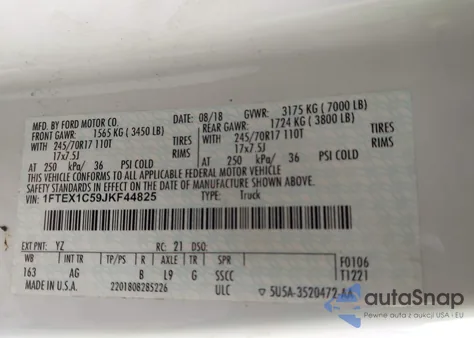 2018 Ford F-150 Xl from USA, damaged, VIN 1FTEX1C59JKF44825